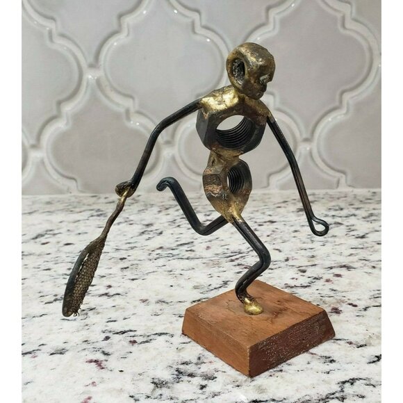 Unbranded Accents 974 Vintage Nuts Bolts Metal Tennis Sculpture Figurine By Everett Hamilton